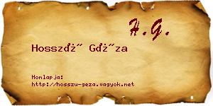 Hosszú Géza névjegykártya