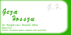 geza hosszu business card